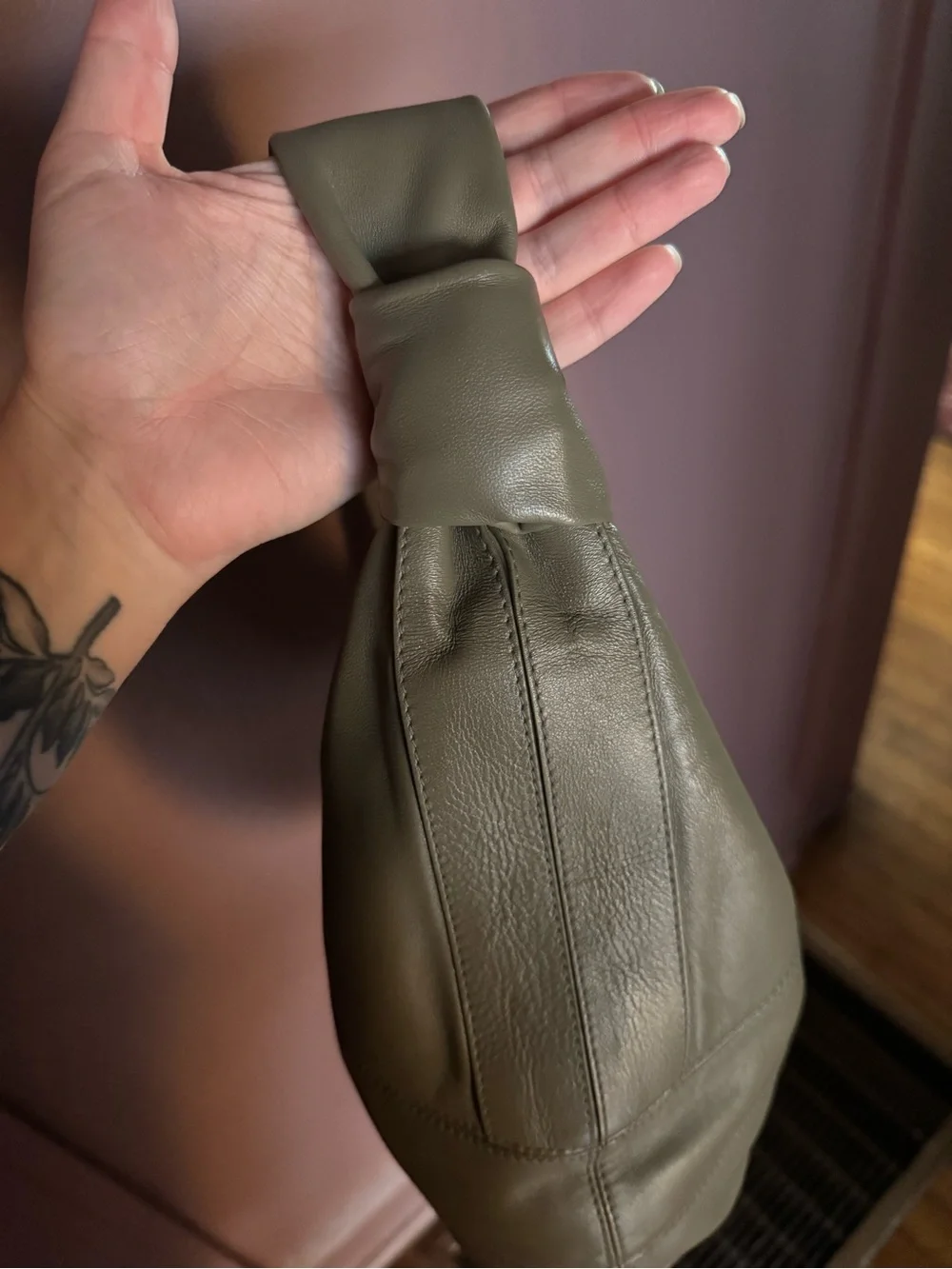 Lemaire Fortune Croissant Bag in Dark Sage